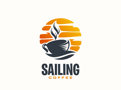 Sailing coffee coffee cup design drink logo sailing sea sunset