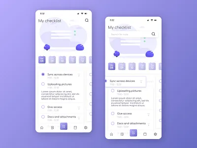 Todo List app calendar checklist clean dailyui dailyui042 evernote figma flat gradient illustration interface ios list mobile task to do app to do list todo list ui