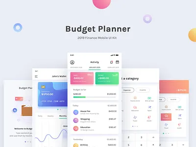 Budget Planner 2019 app branding budget card clean dashboard design flat graphic icon illustration minimal money ui ux