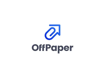 Off Paper arrow branding identity logo mark paper paper clip symbol tech technology