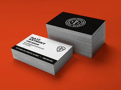 Midwood Guitar Studio Business Cards badge brand branding business card card identity lockup logo logotype print retro stationary type typography