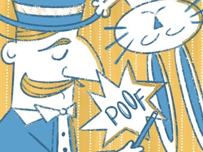 Magic Rabbit blue illustration magician procreate rabbit retro supply yellow