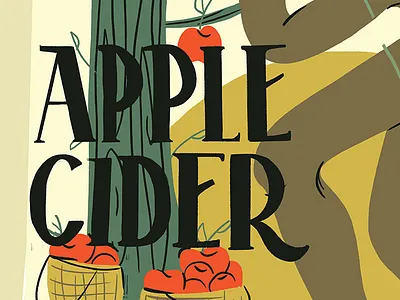 Apple Cider 100 day challenge 100 day project apple design character cider design digital handmade font handmade type illustration label label design label packaging leaves lettering procreate app woman