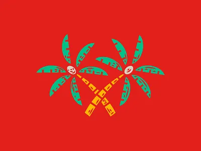 Illustration beer illustration palm trees tiki