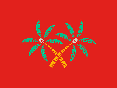 Illustration beer illustration palm trees tiki