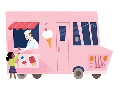 Ice Cream Truck children childrens book ice cream ice cream truck illustration kids lit midcentury spot illustration vector