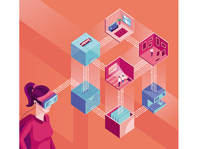 Illustration for Autostadt magazine future gogle graphic illustration isometric magazine vr woman