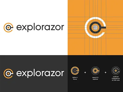 Explorazor - Logo Design ai art artificialintelligence brand identity branding concept design design art icon logo logo 2d logo alphabet logo design logo design branding logo design concept logotype minimal software typography vector