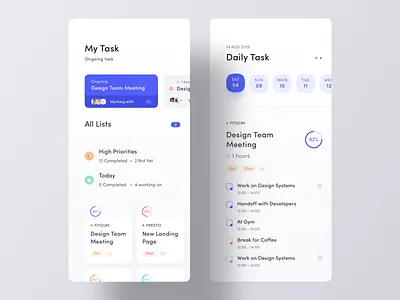 Your Next Task Manager App UI app concept app ui clean app design daily task job luova studio minimal app design my task simple app task to do todo todo app todoist ueno