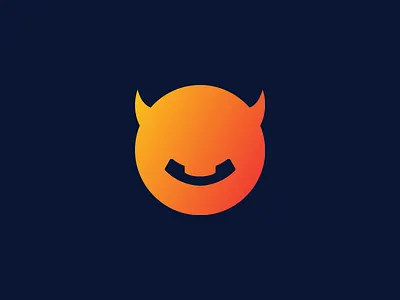 Devil + Call Logo Concept brand branding branding identity call design devil digital gradient gradient color icon icon app illustrator logo logo design mark monogram prank smile vector