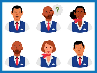 Flight attendant icons air travel airline digital flight attendant icon illustration travel vector