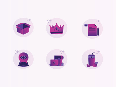 Campaign Icons blog box crown crystal ball gift icons illustrator juice social treasure