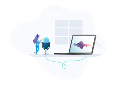 Podcast Babe audio gradient illustration podcast sound