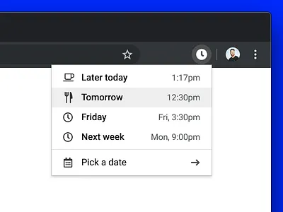 Snooze Tab calendar chrome chrome extension concept snooze ui