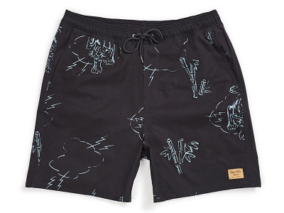 Illustration/Print design for Brixton 70s illustration retro surf swim trunks vintage