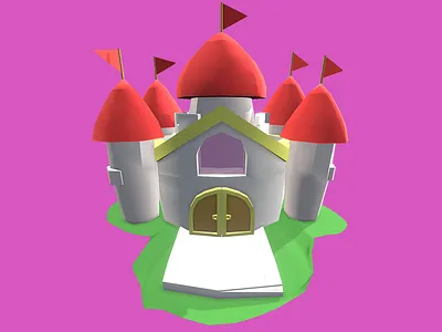 Princess Castle - Low Poly 3D Model 3d 3d model assets c4d castle cinema 4d cute dammne design dessignare gaming illustration kawaii kingdom lowpoly peach pink princess videogame