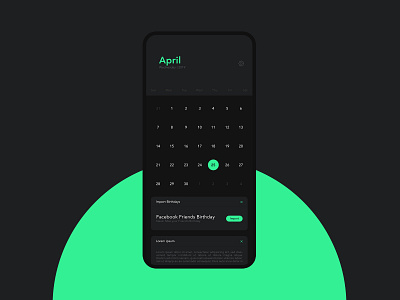 Calender UI app design black dark app graphic design illustration interaction design photoshop ui ui design ux design vector