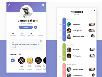 Profile Page app mobile ui ux visual design