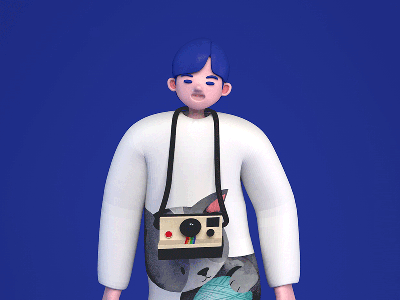 Say Hi c4d camera cat gif man mixamo