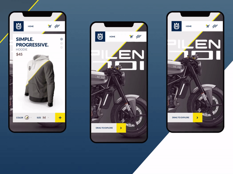 Husqvarna Vitpilen 701 Merchandise Mobile UX Concept animation husqvarna interface design mobile ui design mobile uiux mobile ux motorcycle ui concept ux animation ux concept vitpilen vitpilen 701