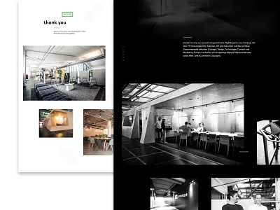 Grid breaking black and white design of workspaces - pixelart agency architecture behance black branding bright case study dark digital meeting menu modern navigation new office pixelart ui ux website white workspace
