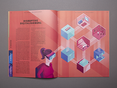 Illustration for Autostadt magazine design gogle graphic illustration isometric magazine print vr woman