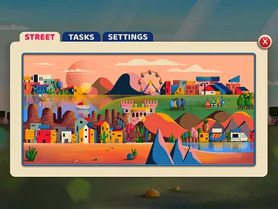 Popup app background city illustration mobilegame popup ui