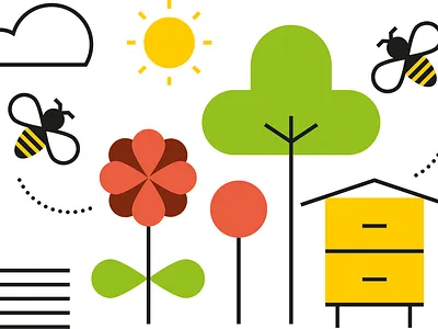 bee icons bee beekeeper food illustration honey icon set illustrator line art nature organic simple vector