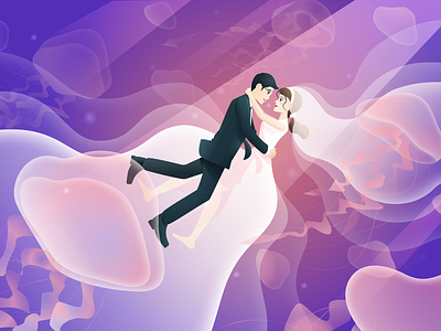 Wedding animal blessings bride bridegroom design illustration jellyfish sea vector wedding