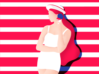 stripes summer drawing girl icecream illustration illustrator poster poster art procreate sketch stripes summer women in illustration