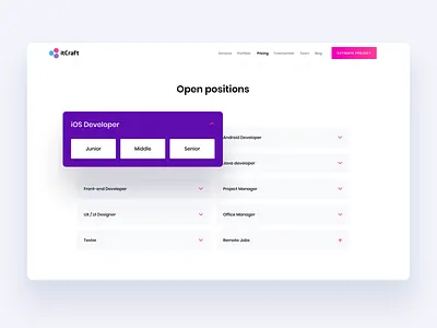 itCraft - Career Page boxes career junior middle positions senior ui ux