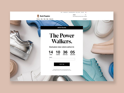 Hush Puppies Power Walkers Teaser Landing Page apparel design digital ecommerce email capture landing page landing page design marketing retail shoe teaser web
