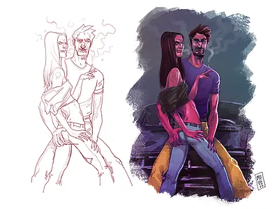 All Night Long digitalpaint illustraion night nightdrive