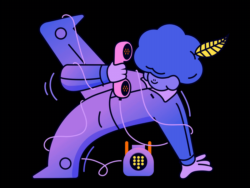 Who You Gonna Call ? 2d animation call character communication contact gif illustration phone phone call thelittlelabs