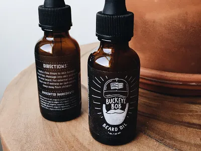 BUCKEYE BOB LABELS beard beard oil design illustration label packaging sticker