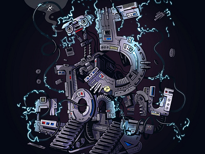 Johnny 5 calligraphic illustration 80s calligraph character funny illustration mechanic robot typogaphy