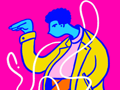 Strut blue character coat fashion illustration orange pink portrait shapes strut yellow