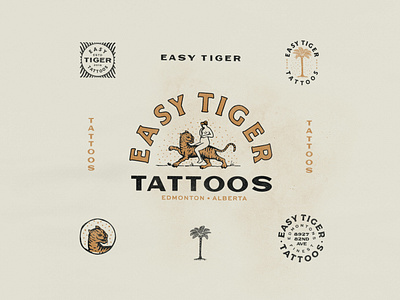 Easy Tiger Tattoo alberta brand canada cat edmonton lady palm tree tattoo texture tiger typography vintage