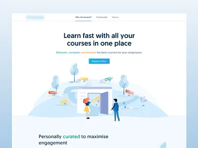 Ofcourseme Website Hero blue branding design illustration typography ui vector