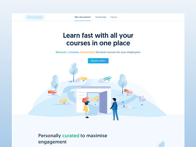 Ofcourseme Website Hero blue branding design illustration typography ui vector