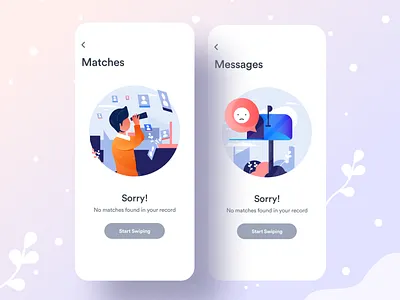 Coming on App Store : Dating App creative daring app dating dating website dribbble best shot illustration match message no matches no message profile sorry vector