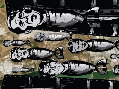 Bush over the middle east flat flat illustration illustrator illustrator cc political vector vector illustration