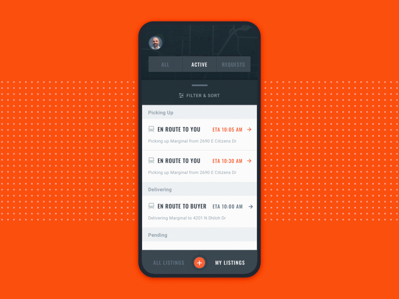 Construction Mobile App animation app bold construction geometric ios map marketplace mobile prototype tracking ui