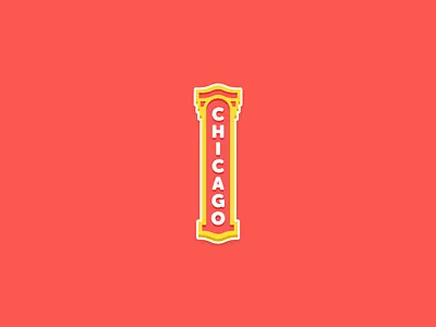 Chicago chicago chicago theatre city classic flat illustration red signage simple vector