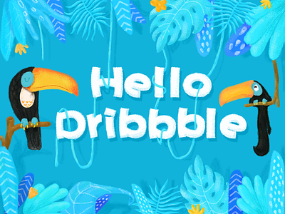 Hello Dribbble bluish green lively ramphastos toco summer tropic