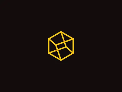 Carbon Architecture 3d box frames hexagon lines walls yellow