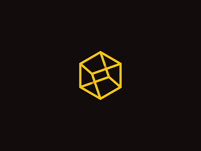 Carbon Architecture 3d box frames hexagon lines walls yellow