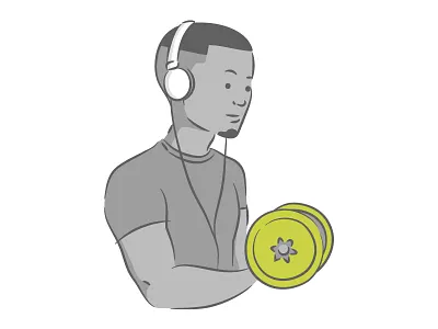 Team Member Illustration - Daniel // Mobsuite cartoon chat company freelance green gym headphones homeoffice illustration marketing mobile music office staff team team member vector work out