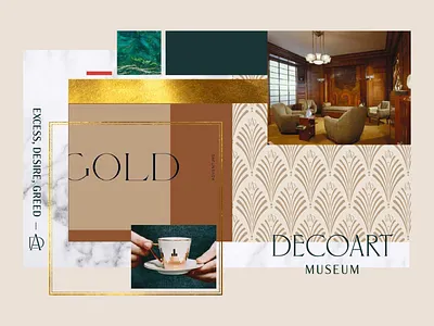 Decoart 03 art deco brand identity branding colors design gold identity identity design illustration logo logo design logo mark logotype monogram mood board mood boards moodboard museum pattern typography