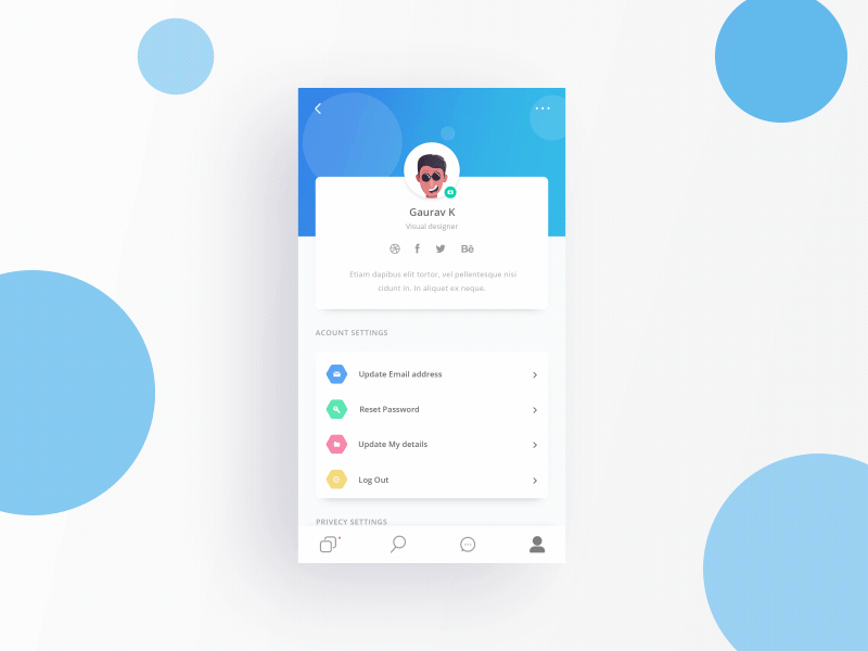 Profile page concept interaction after effects android animatedgif animation app design gif interaction ios mobile product profile ui user profile ux